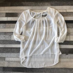 White Sheer Layered Blouse - Women